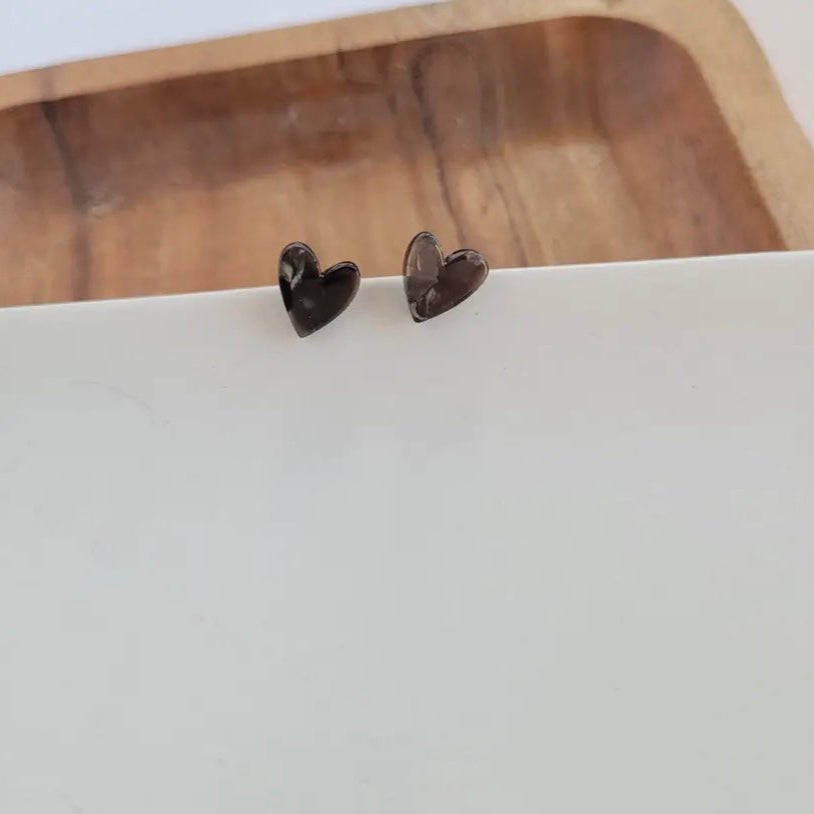 Heart Studs Black