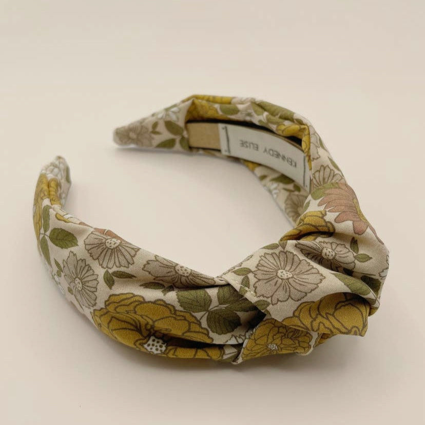 Boho Knotted Headband Yellow Floral