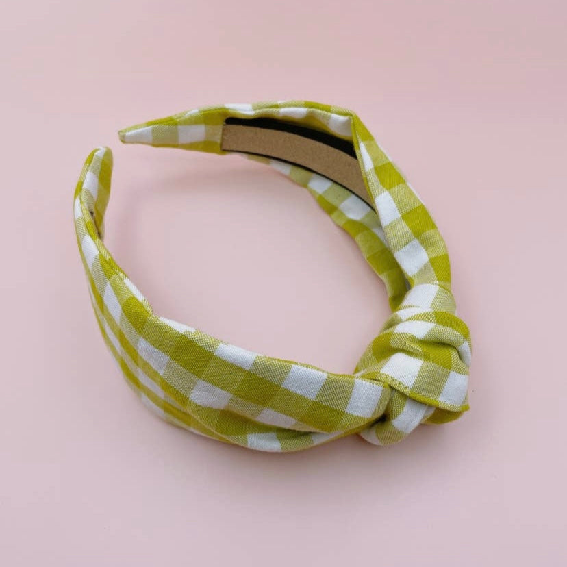 Green Gingham Headband