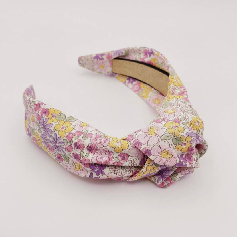 Knotted Floral Cotton Headband Purple