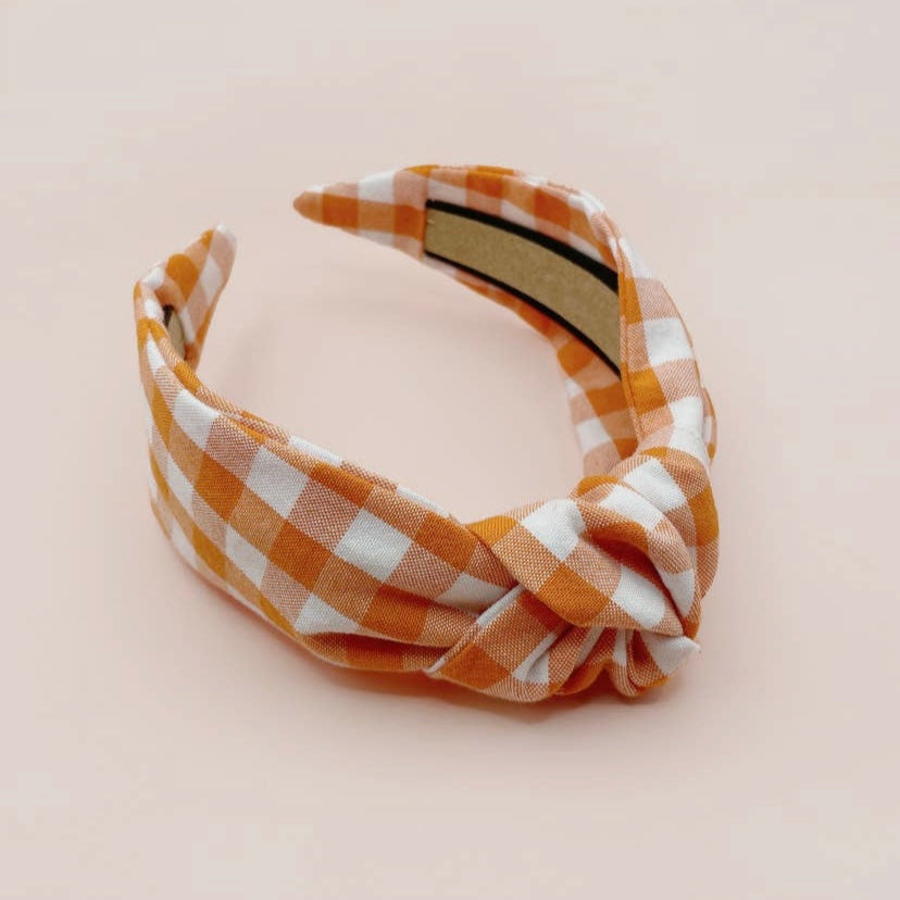 Orange Gingham Headband