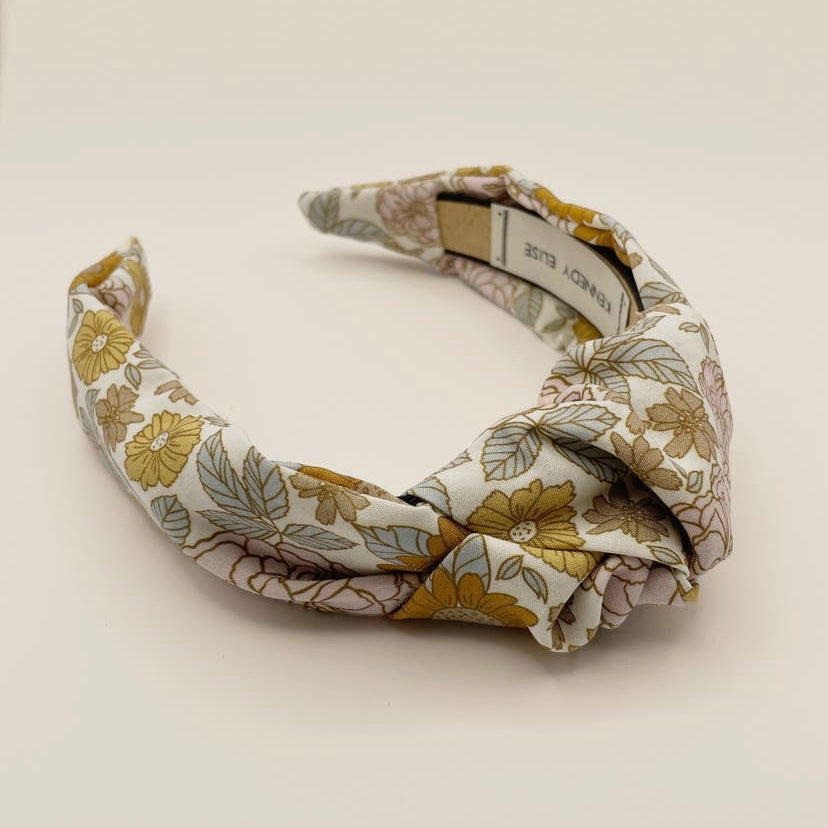 Boho Knotted Headband Purple Floral