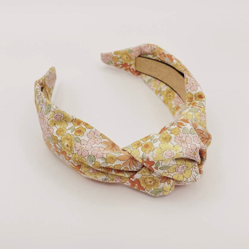 Knotted Floral Cotton Headband Yellow