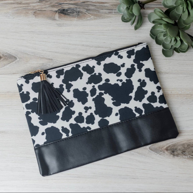 Cow Print Tassel Clutch