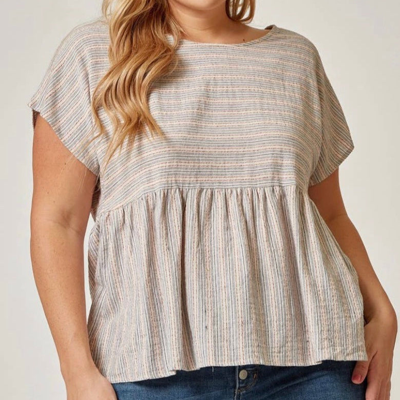 Textured Cotton Babydoll Top