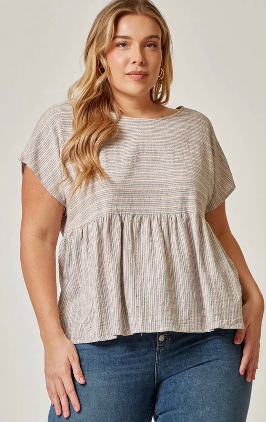 Textured Cotton Babydoll Top