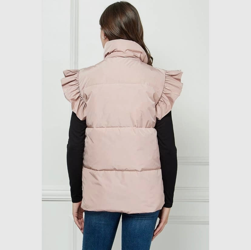 Ruffle Sleeve Padded Vest