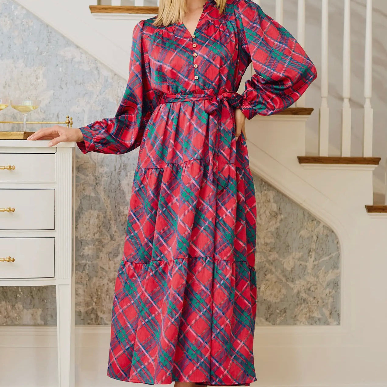 Gracelyn Plaid Holiday Dress