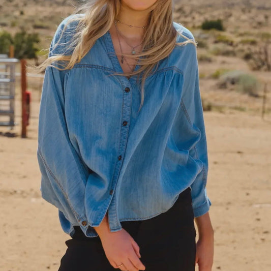 Chambray Denim Button Down Shirt