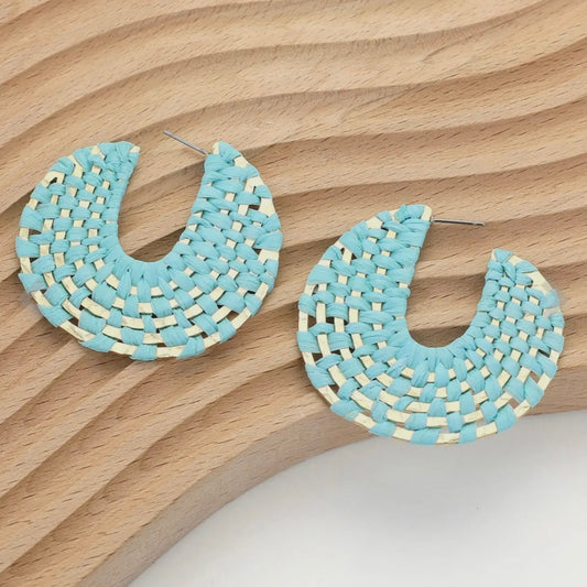 Adyson Mint and Gold Raffia Earrings