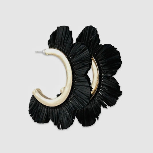 Charlotte Black Raffia Earrings