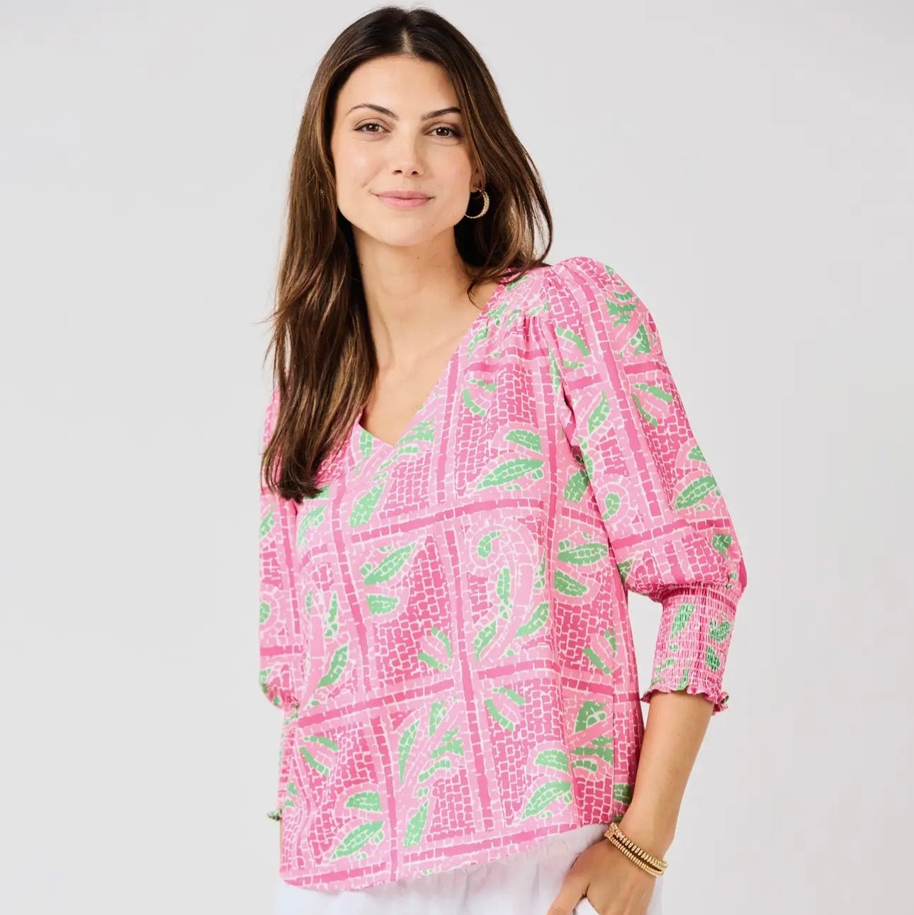 Ashlyn Top Trellis Tiles Pink