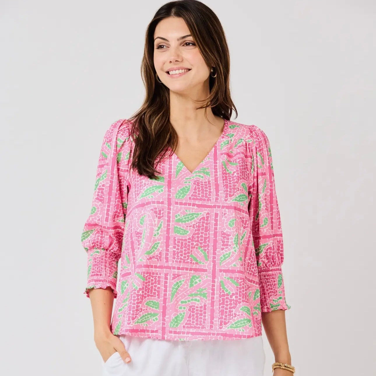 Ashlyn Top Trellis Tiles Pink