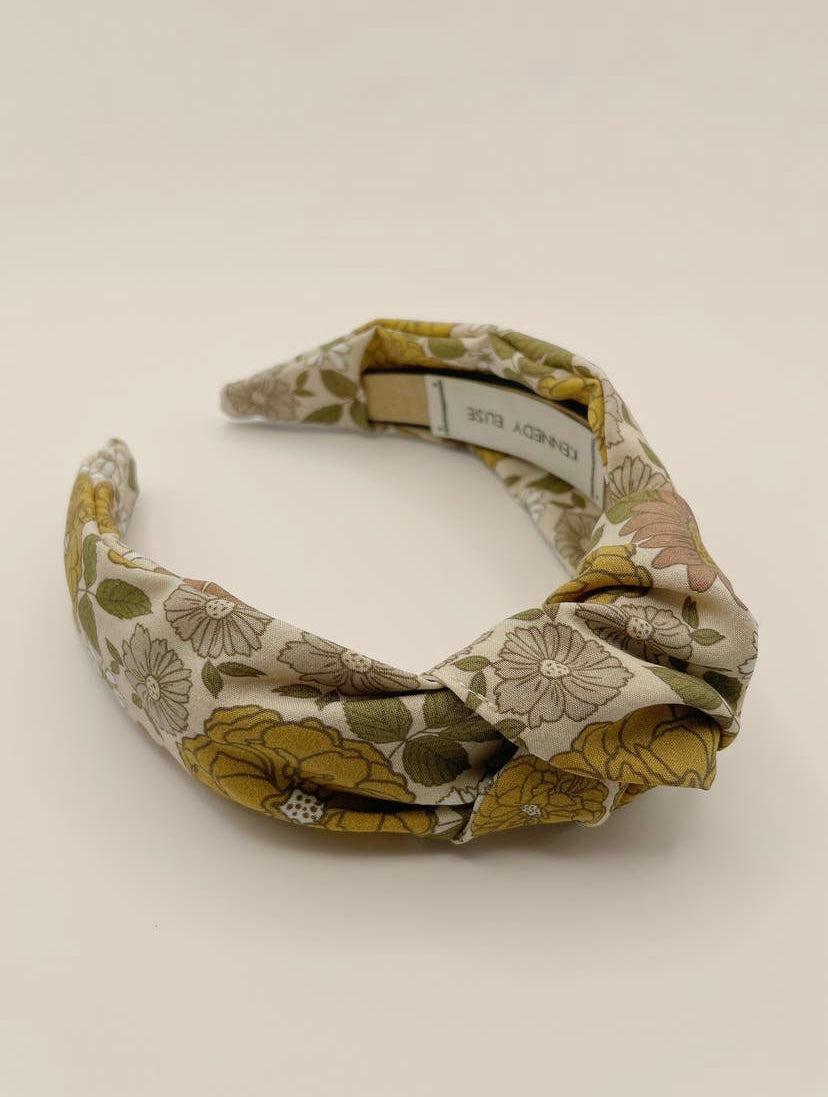 Boho Knotted Headband Yellow Floral