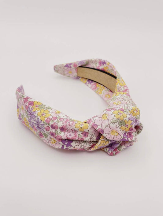 Knotted Floral Cotton Headband Purple