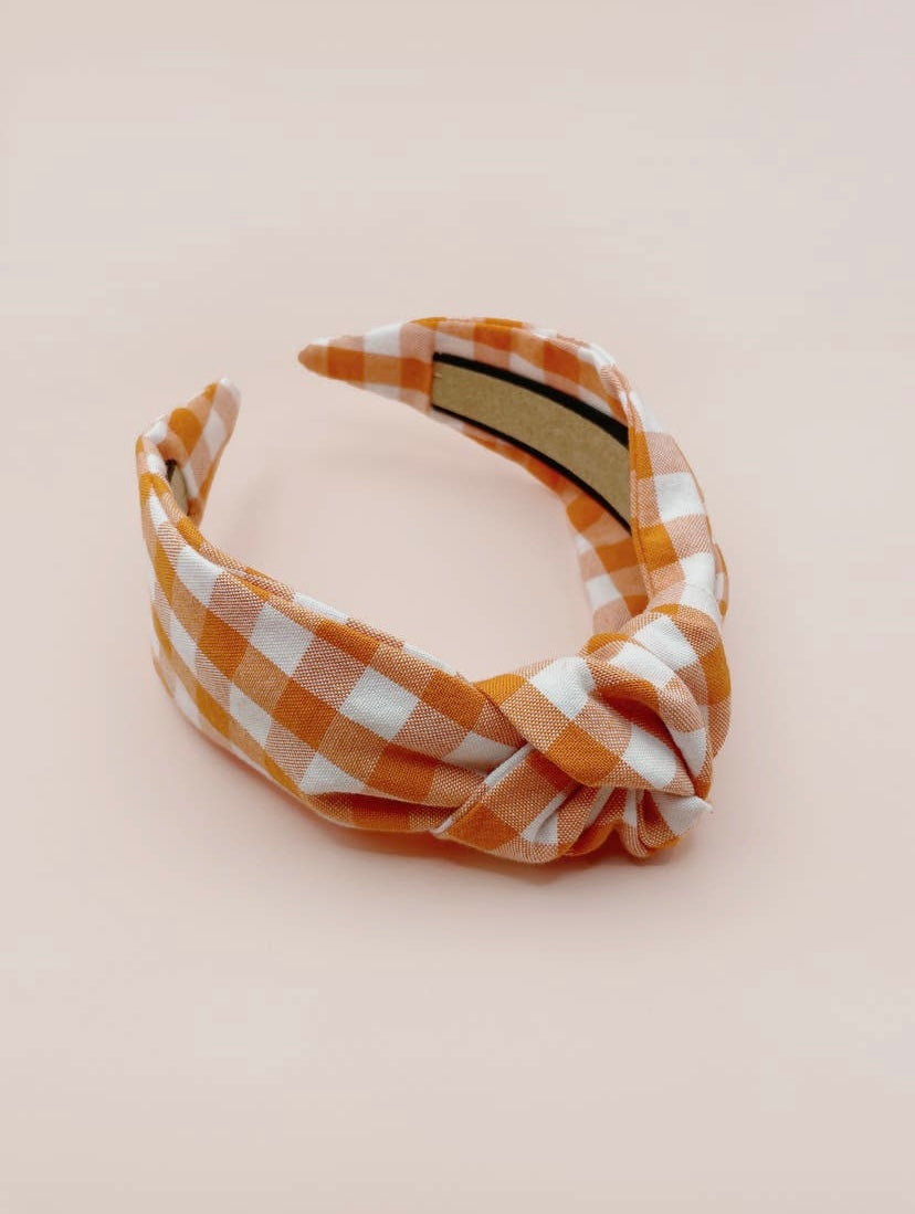 Orange Gingham Headband