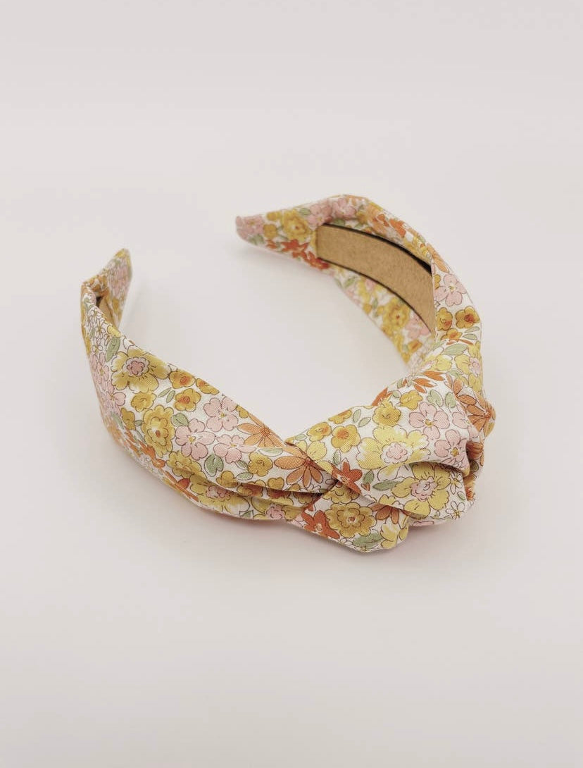 Knotted Floral Cotton Headband Yellow