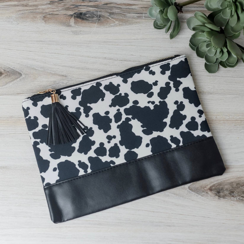 Cow Print Tassel Clutch